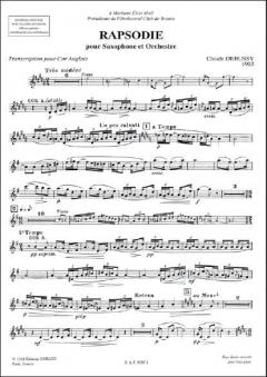 Rhapsodie, pour Saxophone et Orchestre Transcripti von Claude Debussy 