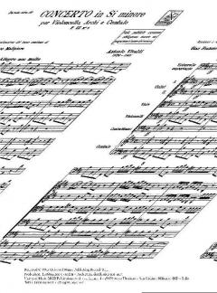 Concerto B Minor Violoncello Strings Continuo Rv424 Score Fiii#9 T219 (Antonio Vivaldi) 