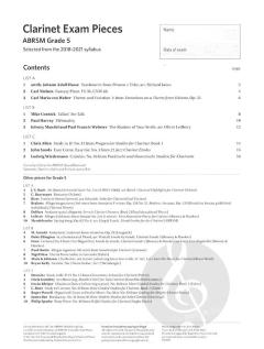 Clarinet Exam Pieces 2018-2021 