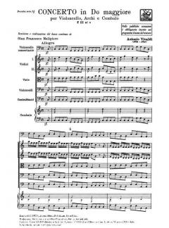 Concerto C Major Violoncello Strings Continuo Score Rv399 Fiii#6 T211 (Antonio Vivaldi) 