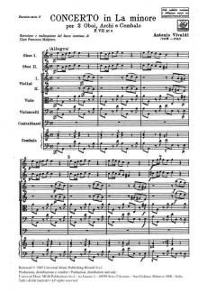 Concerto A Minor 2 Oboes Strings Continuo Rv536 Score Fvii#8 T263 (Gian Francesco Malipiero) 