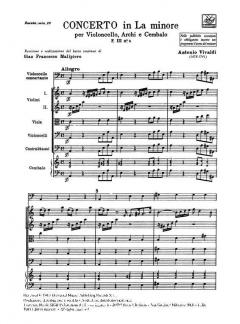 Concerto A Minor Violoncello Strings Continuo Rv422 Score Fiii#4 T205 (Antonio Vivaldi) 