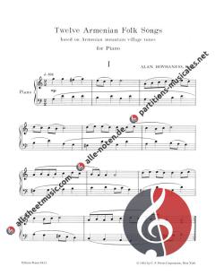 12 Armenia Folk Songs op. 43 für Klavier von Alan Hovhaness im Alle Noten Shop kaufen