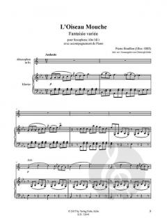 L'Oiseau Mouche für Altsaxophon und Klavier von Pierre Bouillon 